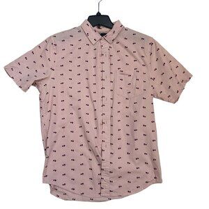 Public Opinion Men's Short Sleeve Button Down Pink Sunglass Print Size Medium